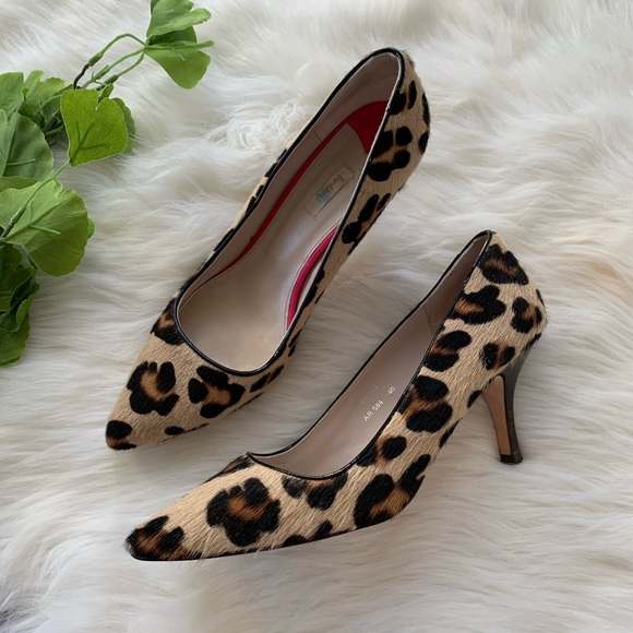 Boden Shoes - Boden | Calf Fur Leopard Print Heels Pumps 8.5